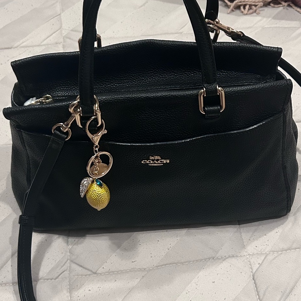 Coach Fulton Satchel 2 way bag black pebbled leather - Picture 5 of 12
